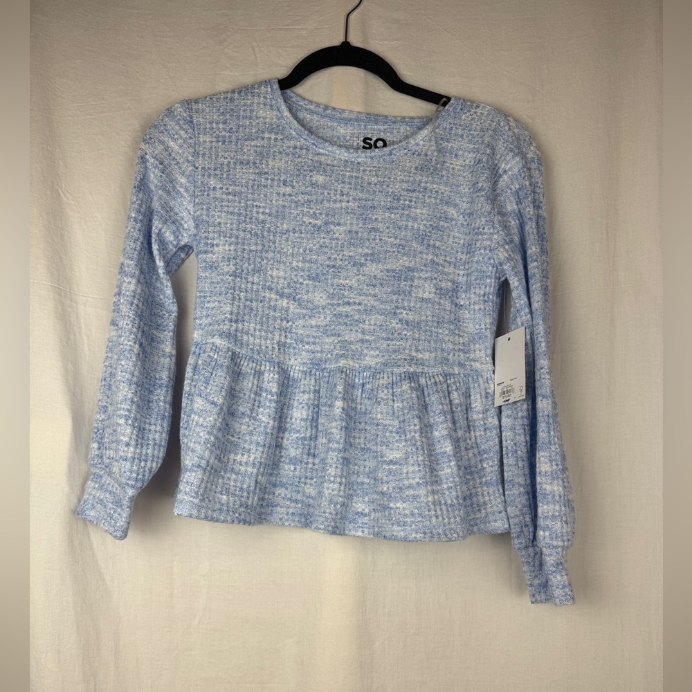 SO Kids Light Blue Long Sleeve Peplum Top